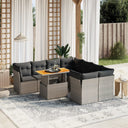 vidaXL 9-delige Loungeset met kussens poly rattan zwart