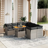 vidaXL 9-delige Loungeset met kussens poly rattan zwart