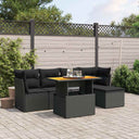 vidaXL 6-Piece Lounge Set with Cushions Poly Rattan Black