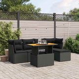 vidaXL 6-Piece Lounge Set with Cushions Poly Rattan Black