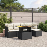 vidaXL 6-Piece Lounge Set with Cushions Poly Rattan Black