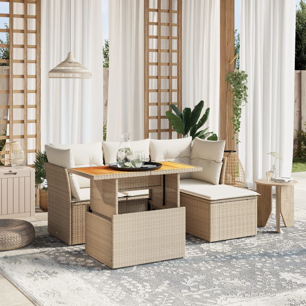vidaXL 6-Piece Lounge Set with Cushions Poly Rattan Black