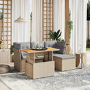 vidaXL 6-Piece Lounge Set with Cushions Poly Rattan Black
