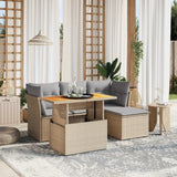 vidaXL 6-Piece Lounge Set with Cushions Poly Rattan Black
