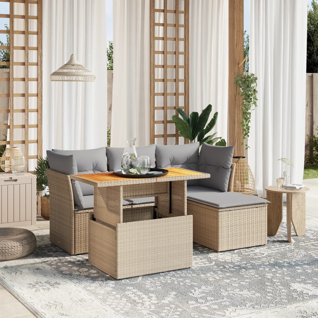 vidaXL 6-Piece Lounge Set with Cushions Poly Rattan Black