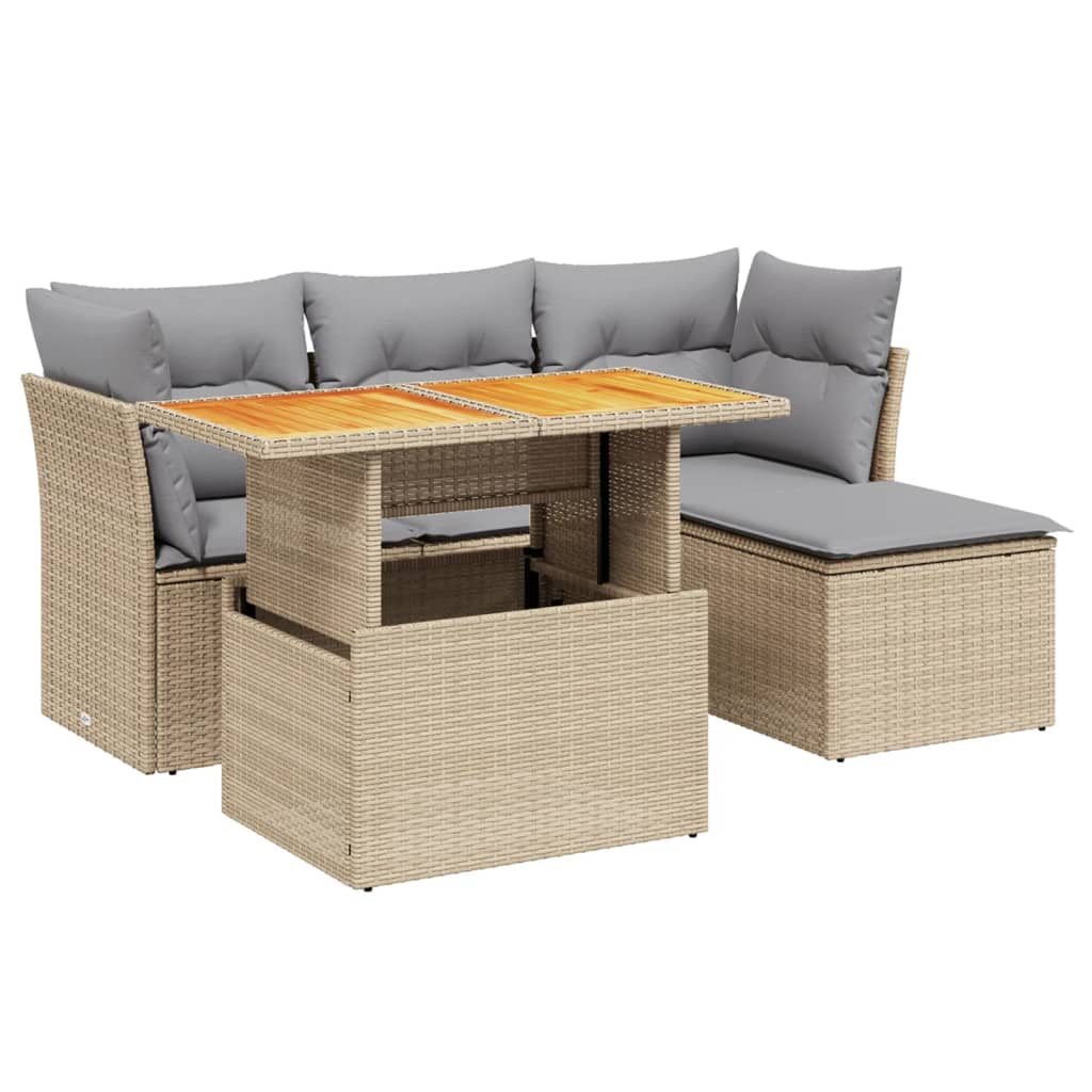 vidaXL 6-Piece Lounge Set with Cushions Poly Rattan Black