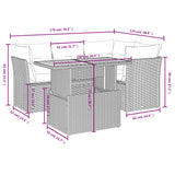 vidaXL 5-delige Loungeset met kussens poly rattan zwart
