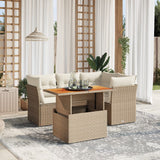 vidaXL 5-delige Loungeset met kussens poly rattan zwart