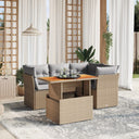 vidaXL 5-delige Loungeset met kussens poly rattan zwart