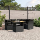 vidaXL 5-delige Loungeset met kussens poly rattan zwart