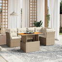 vidaXL 5-delige Loungeset met kussens poly rattan zwart