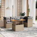 vidaXL 5-delige Loungeset met kussens poly rattan zwart
