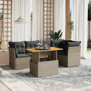 vidaXL 5-delige Loungeset met kussens poly rattan zwart