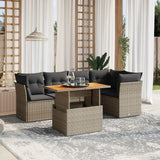 vidaXL 5-delige Loungeset met kussens poly rattan zwart