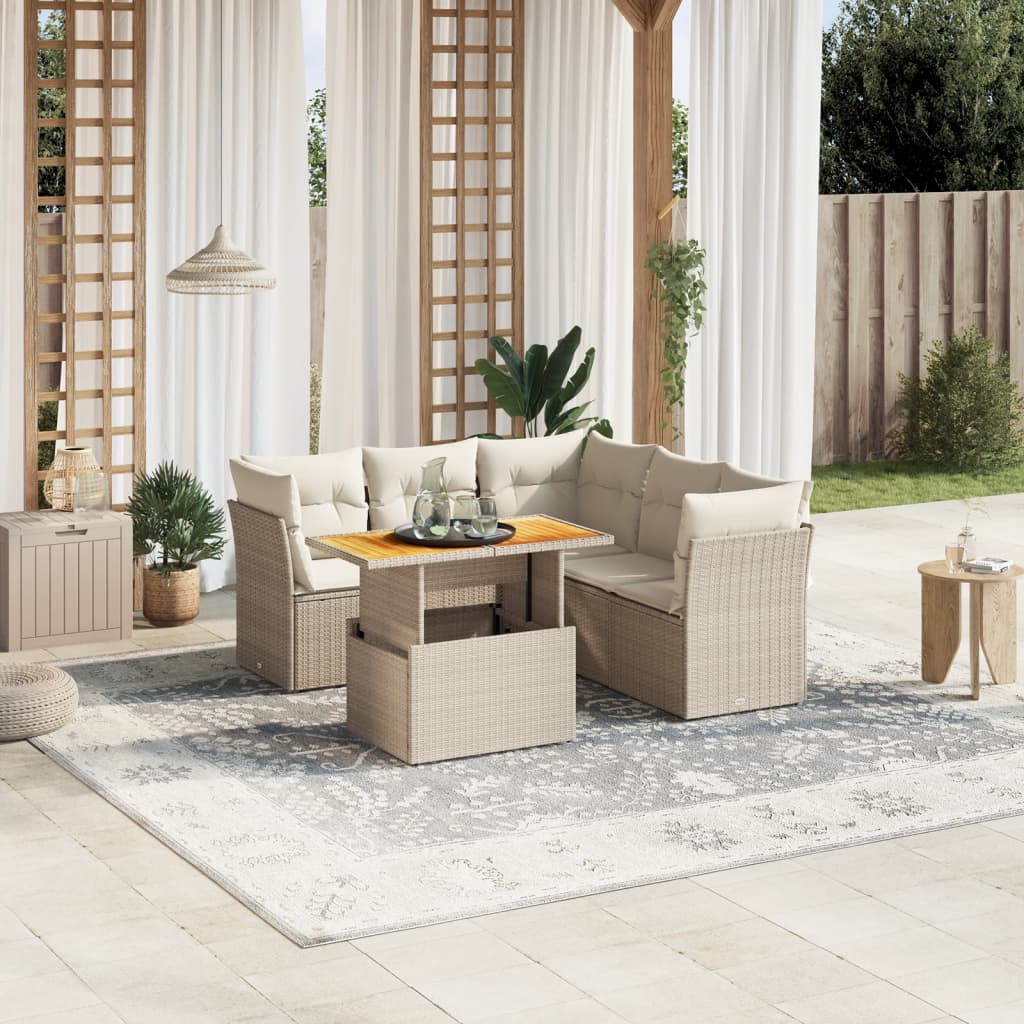 vidaXL 5-delige Loungeset met kussens poly rattan zwart