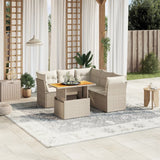 vidaXL 5-delige Loungeset met kussens poly rattan zwart