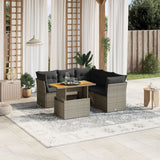 vidaXL 5-delige Loungeset met kussens poly rattan zwart