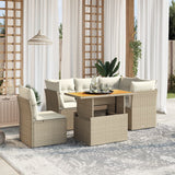vidaXL 5-delige Loungeset met kussens poly rattan zwart