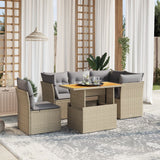 vidaXL 5-delige Loungeset met kussens poly rattan zwart
