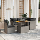 vidaXL 5-delige Loungeset met kussens poly rattan zwart