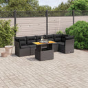 vidaXL 7-Piece Lounge Set with Cushions Poly Rattan Black