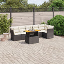 vidaXL 7-Piece Lounge Set with Cushions Poly Rattan Black
