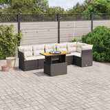 vidaXL 7-Piece Lounge Set with Cushions Poly Rattan Black
