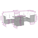 vidaXL 7-Piece Lounge Set with Cushions Poly Rattan Black