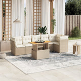 vidaXL 7-Piece Lounge Set with Cushions Poly Rattan Black