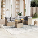 vidaXL 7-Piece Lounge Set with Cushions Poly Rattan Black