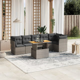 vidaXL 7-Piece Lounge Set with Cushions Poly Rattan Black