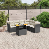 vidaXL 7-Piece Lounge Set with Cushions Poly Rattan Black
