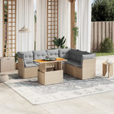 vidaXL 7-Piece Lounge Set with Cushions Poly Rattan Black
