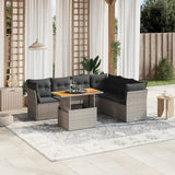 vidaXL 7-Piece Lounge Set with Cushions Poly Rattan Black
