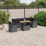 vidaXL 7-Piece Lounge Set with Cushions Poly Rattan Black