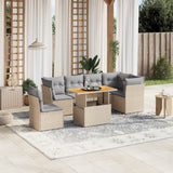 vidaXL 7-Piece Lounge Set with Cushions Poly Rattan Black