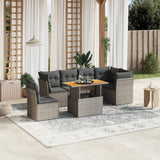 vidaXL 7-Piece Lounge Set with Cushions Poly Rattan Black