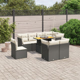 vidaXL 9-delige Loungeset met kussens poly rattan zwart