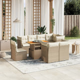vidaXL 9-delige Loungeset met kussens poly rattan zwart