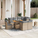 vidaXL 9-delige Loungeset met kussens poly rattan zwart