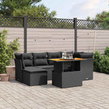 vidaXL 7-Piece Lounge Set with Cushions Poly Rattan Black