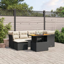 vidaXL 7-Piece Lounge Set with Cushions Poly Rattan Black