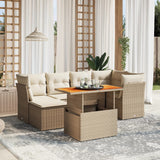 vidaXL 7-Piece Lounge Set with Cushions Poly Rattan Black