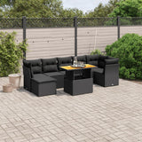 vidaXL 8-delige Loungeset met kussens poly rattan zwart