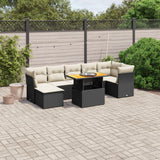 vidaXL 8-delige Loungeset met kussens poly rattan zwart