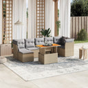 vidaXL 8-delige Loungeset met kussens poly rattan zwart
