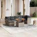 vidaXL 8-delige Loungeset met kussens poly rattan zwart