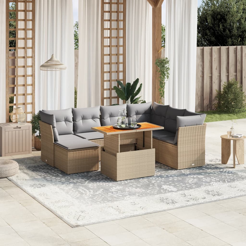 vidaXL 8-delige Loungeset met kussens poly rattan zwart