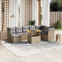 vidaXL 9-delige Loungeset met kussens poly rattan zwart