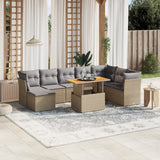 vidaXL 9-delige Loungeset met kussens poly rattan zwart
